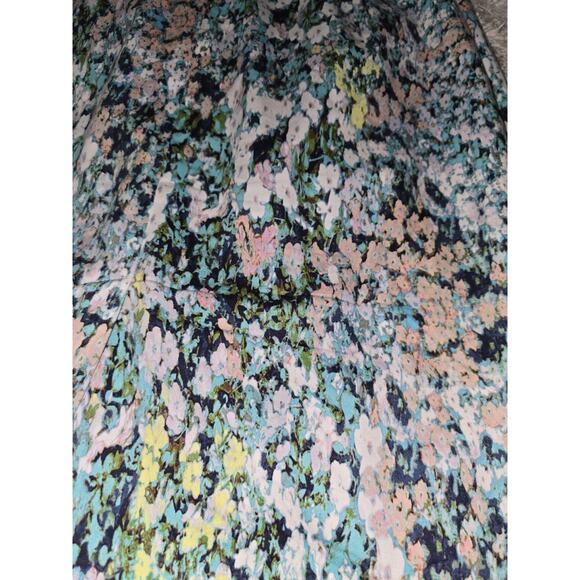 Adrianna Papell Cap Sleeve Knee Length Ruched Waist Blue Dress Monet Floral Sz 6 - Picture 10 of 10